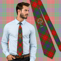 Clan Fraser Crest over Tartan Neck Tie