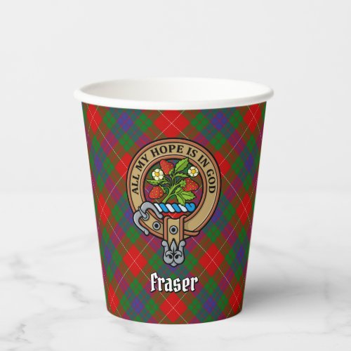 Clan Fraser Crest over Tartan Paper Cups