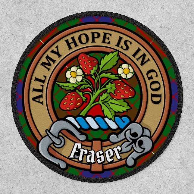 Clan Fraser Crest over Tartan Patch (Front)
