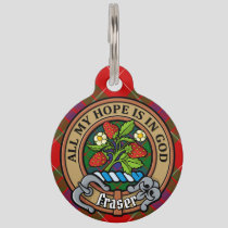 Clan Fraser Crest over Tartan Pet ID Tag