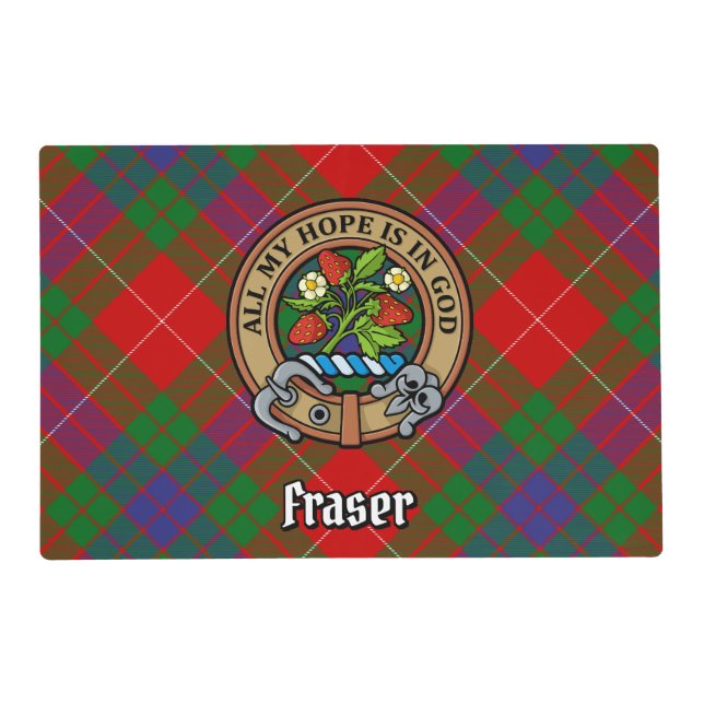 Clan Fraser Crest over Tartan Placemat (Front)