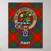 Clan Fraser Crest over Tartan Poster