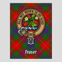 Clan Fraser Crest over Tartan Poster