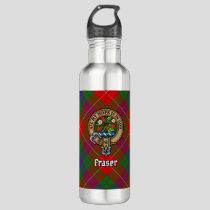 Clan Fraser Crest over Tartan Stainless Steel Water Bottle