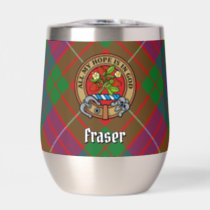 Clan Fraser Crest over Tartan Thermal Wine Tumbler