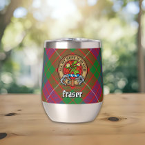 Clan Fraser Crest over Tartan Thermal Wine Tumbler