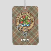 Clan Fraser Crest over Weathered Hunting Tartan Air Freshener