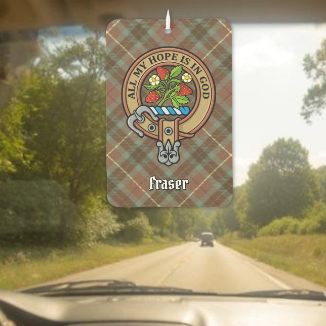 Clan Fraser Crest over Weathered Hunting Tartan Air Freshener (Creator Uploaded)