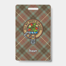 Clan Fraser Crest over Weathered Hunting Tartan Badge