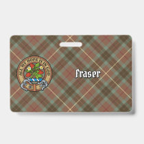 Clan Fraser Crest over Weathered Hunting Tartan Badge