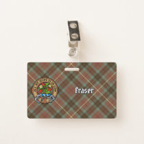 Clan Fraser Crest over Weathered Hunting Tartan Badge
