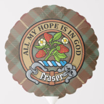 Clan Fraser Crest over Weathered Hunting Tartan Balloon
