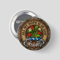 Clan Fraser Crest over Weathered Hunting Tartan Button