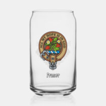 Clan Fraser Crest over Weathered Hunting Tartan Can Glass