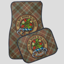 Clan Fraser Crest over Weathered Hunting Tartan Car Floor Mat