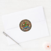 Clan Fraser Crest over Weathered Hunting Tartan Classic Round Sticker (Envelope)