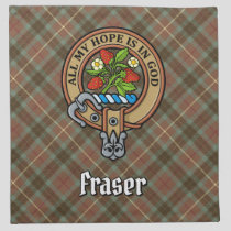 Clan Fraser Crest over Weathered Hunting Tartan Cloth Napkin