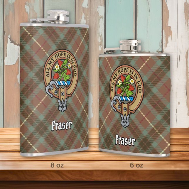 Clan Fraser Crest over Weathered Hunting Tartan Flask (Creator Uploaded)