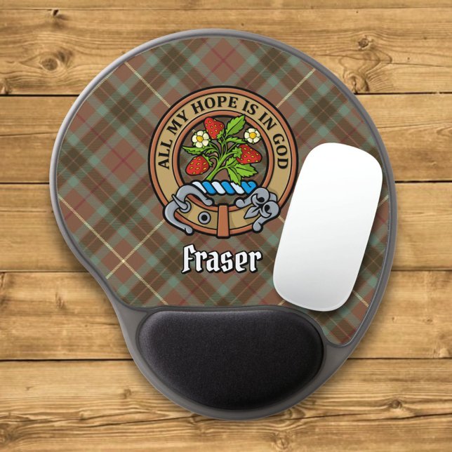 Clan Fraser Crest over Weathered Hunting Tartan Gel Mouse Pad (Creator Uploaded)