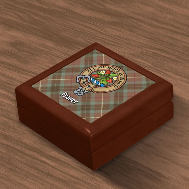 Clan Fraser Crest over Weathered Hunting Tartan Gift Box (Creator Uploaded)