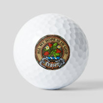 Clan Fraser Crest over Weathered Hunting Tartan Golf Balls