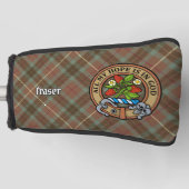 Clan Fraser Crest over Weathered Hunting Tartan Golf Head Cover (Front)