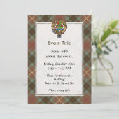 Clan Fraser Crest over Weathered Hunting Tartan Invitation (Standing Front)
