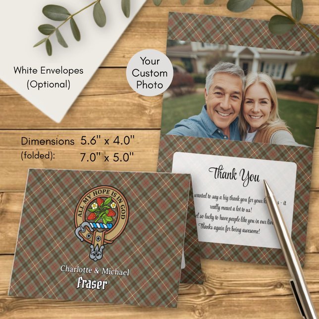 Clan Fraser Crest over Weathered Hunting Tartan Invitation (Creator Uploaded)