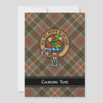 Clan Fraser Crest over Weathered Hunting Tartan Invitation