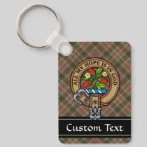 Clan Fraser Crest over Weathered Hunting Tartan Keychain