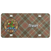Clan Fraser Crest over Weathered Hunting Tartan License Plate (Front)