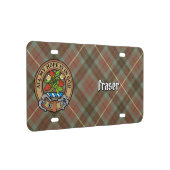 Clan Fraser Crest over Weathered Hunting Tartan License Plate (Right)