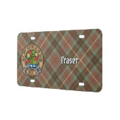 Clan Fraser Crest over Weathered Hunting Tartan License Plate (Left)