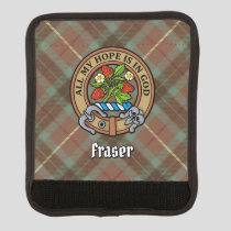 Clan Fraser Crest over Weathered Hunting Tartan Luggage Handle Wrap
