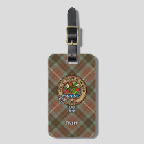 Clan Fraser Crest over Weathered Hunting Tartan Luggage Tag