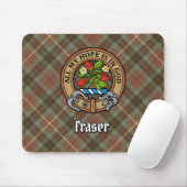Clan Fraser Crest over Weathered Hunting Tartan Mouse Pad (With Mouse)