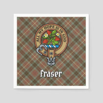 Clan Fraser Crest over Weathered Hunting Tartan Napkins