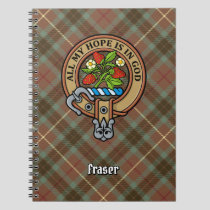 Clan Fraser Crest over Weathered Hunting Tartan Notebook