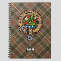 Clan Fraser Crest over Weathered Hunting Tartan Notebook