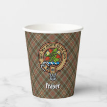 Clan Fraser Crest over Weathered Hunting Tartan Paper Cups