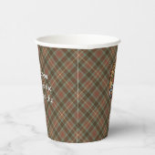 Clan Fraser Crest over Weathered Hunting Tartan Paper Cups (Right)