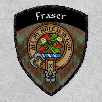 Clan Fraser Crest over Weathered Hunting Tartan Patch