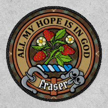 Clan Fraser Crest over Weathered Hunting Tartan Patch