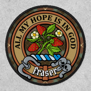 Clan Fraser Crest over Weathered Hunting Tartan Patch