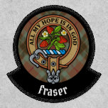 Clan Fraser Crest over Weathered Hunting Tartan Patch