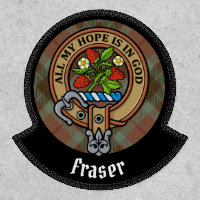 Clan Fraser Crest over Weathered Hunting Tartan