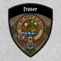 Clan Fraser Crest over Weathered Hunting Tartan Patch