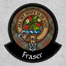 Clan Fraser Crest over Weathered Hunting Tartan Patch