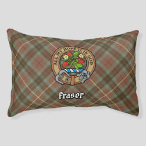 Clan Fraser Crest over Weathered Hunting Tartan Pet Bed