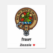 Clan Fraser Crest over Weathered Hunting Tartan Sticker (Sheet)